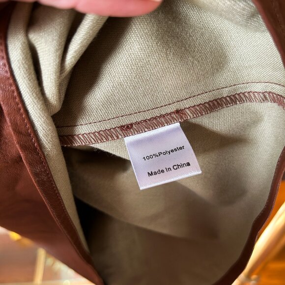 Tuckernuck Cognac Faux Leather Faye Tie Long Sleeve Top Size Medium - Picture 7 of 7